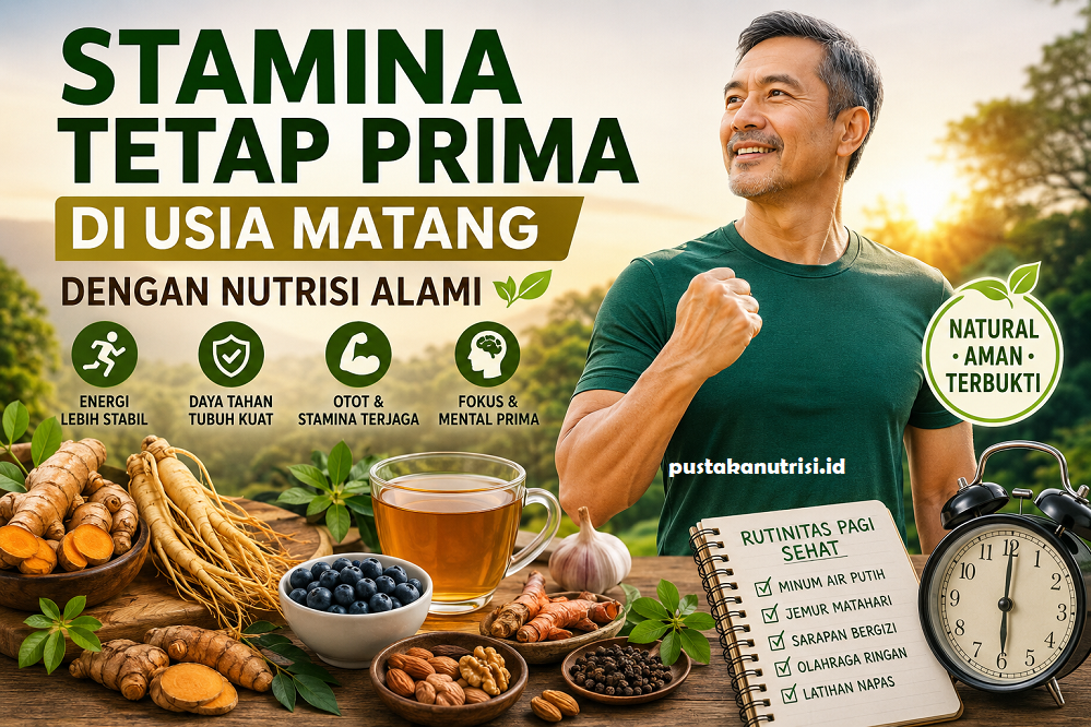 Stamina tetap prima di usia matang dengan nutrisi alami, herbal, dan rutinitas pagi sehat untuk menjaga energi serta kebugaran pria dewasa